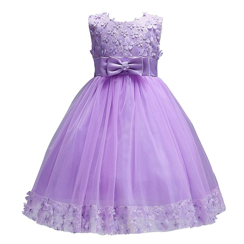 Acecharming Flower Girl Dresses for Wedding, Bridesmaid Baby Girl Pageant Elegant Lace Tulle Baptism Princess Party Dress - Image 1